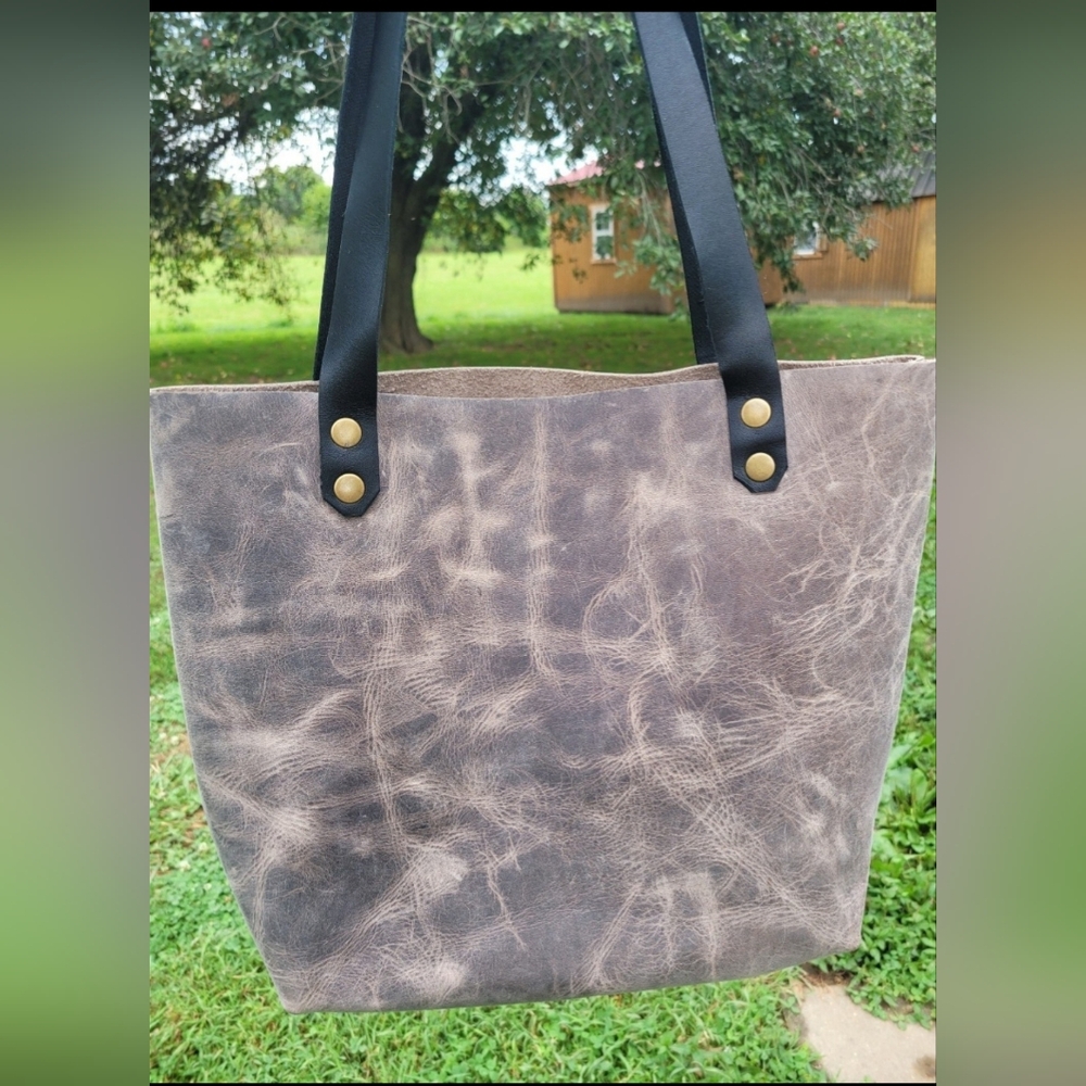 Grey Leather Tote